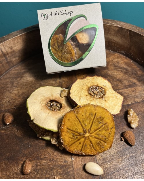 Dried Apples and lotus chips with filling in a package